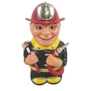 2002 Fun-Damental Fireman Talking Cookie Chief Jar Vintage